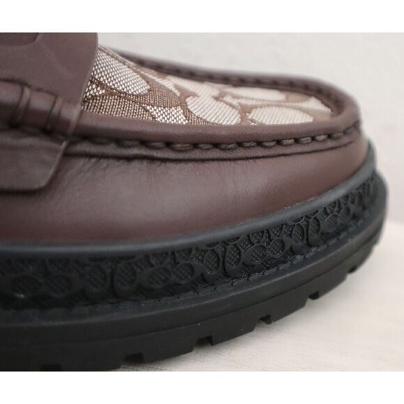 Coach CC833 Men's Sz 8D Brown Signature Jacquard Leather Brooks Loafers - Picture 6 of 13